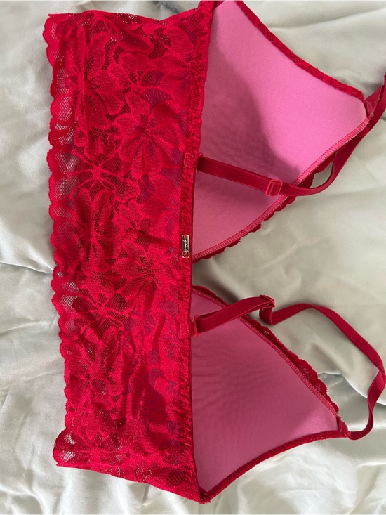 PINK Victoria's Secret Other - PINK Victoria's Secret Red Lace Bralette with Floral Overlay